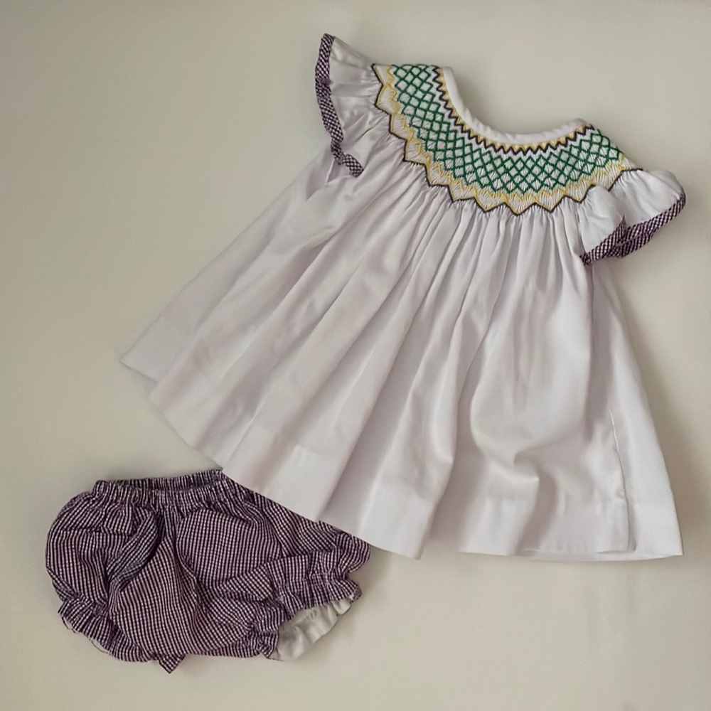 Mardi Gras smocked set